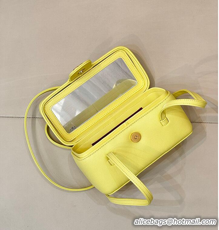 Discount Chanel Long Vanity with Leather Strap Grained Shiny Calfskin & Gold-Tone Metal AS6282 Yellow