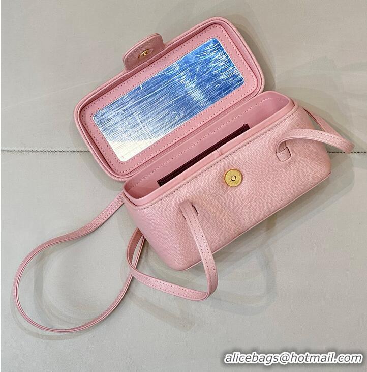 Well Crafted Chanel Long Vanity with Leather Strap Grained Shiny Calfskin & Gold-Tone Metal AS6282 Light Pink
