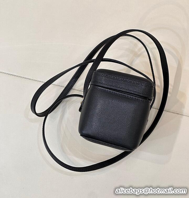 Best Price Chanel Long Vanity with Leather Strap Grained Shiny Calfskin & Gold-Tone Metal AS6282 Black