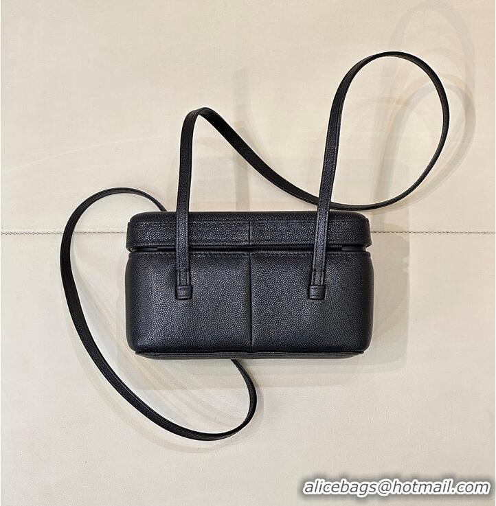 Best Price Chanel Long Vanity with Leather Strap Grained Shiny Calfskin & Gold-Tone Metal AS6282 Black