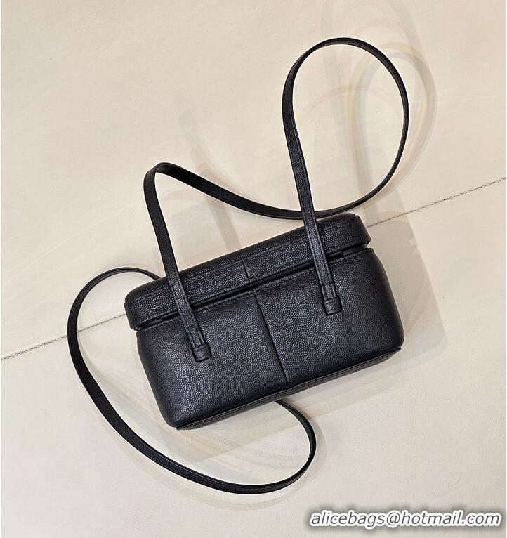 Best Price Chanel Long Vanity with Leather Strap Grained Shiny Calfskin & Gold-Tone Metal AS6282 Black
