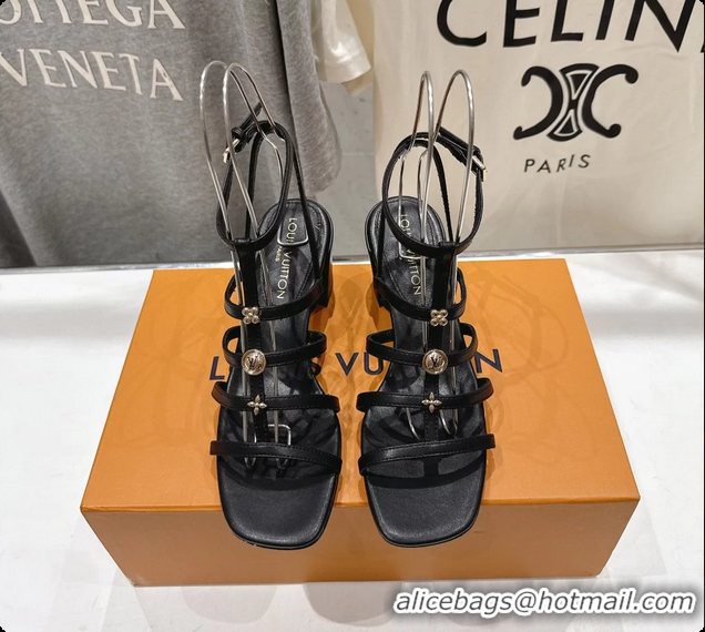 Big Enough Louis Vuitton Gaia Heeled Sandals with Monogram Charms Black Lambskin Leather 65MM 6062106