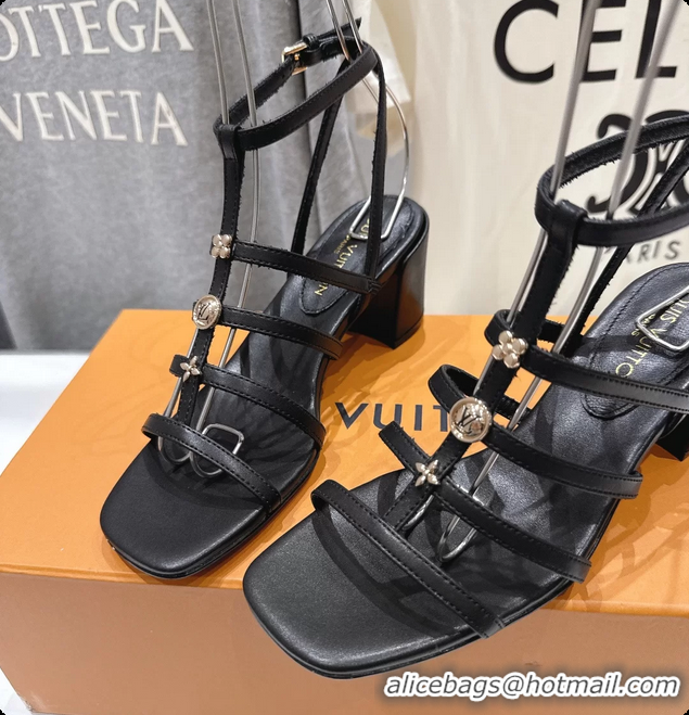 Big Enough Louis Vuitton Gaia Heeled Sandals with Monogram Charms Black Lambskin Leather 65MM 6062106