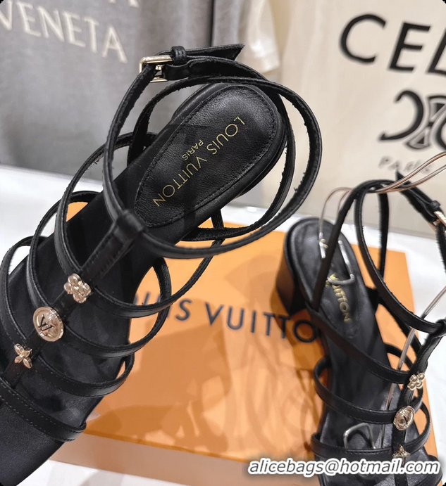 Big Enough Louis Vuitton Gaia Heeled Sandals with Monogram Charms Black Lambskin Leather 65MM 6062106