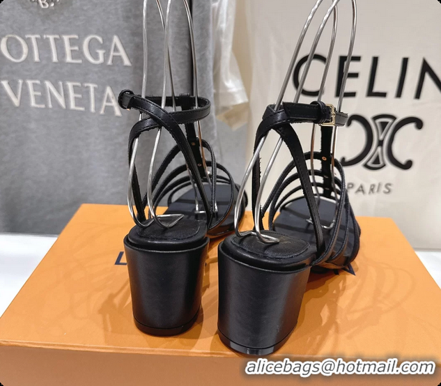 Big Enough Louis Vuitton Gaia Heeled Sandals with Monogram Charms Black Lambskin Leather 65MM 6062106