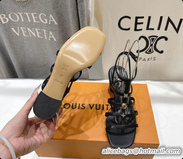 Big Enough Louis Vuitton Gaia Heeled Sandals with Monogram Charms Black Lambskin Leather 65MM 6062106