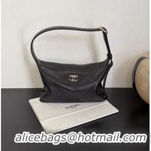 Cheapest Chanel Hobo Handbag Shiny Lambskin & Gold-Tone Metal AS6284 Black