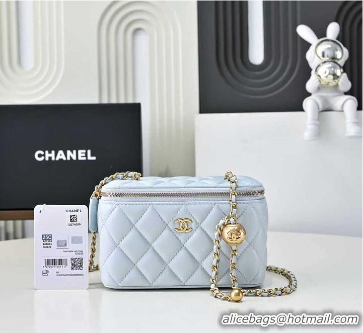 Fashion Discount Chanel Classic Vanity Bag Lambskin AP6286 Light Blue