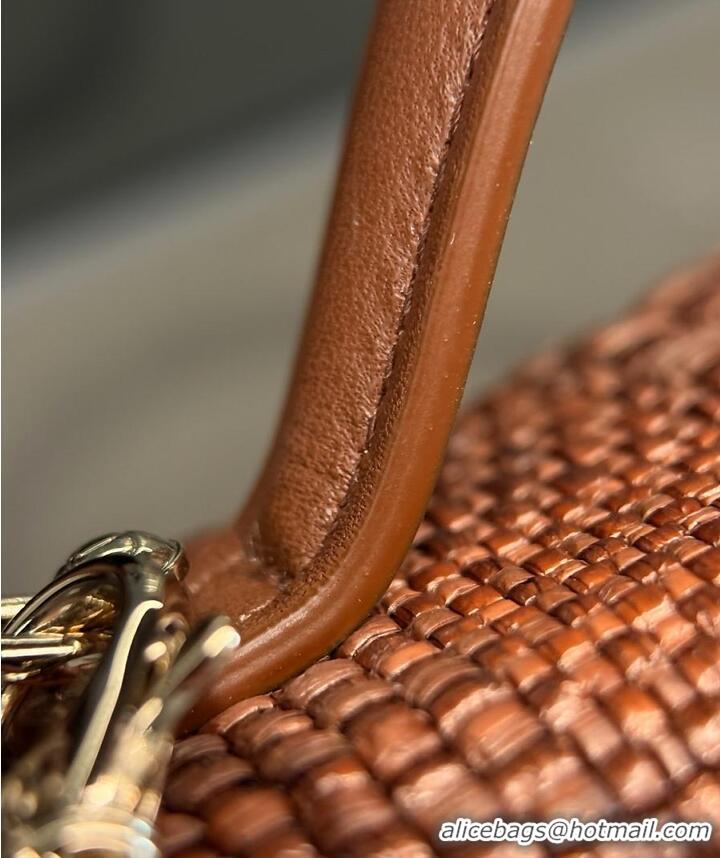 Shop Grade Chanel Classic Vanity with Chain Braided Raffia & Gold-Tone Metal AP6288 Brown