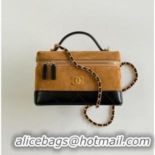 Buy Discount Chanel Vanity With Chain Suede Calfskin With Shiny Lambskin & Gold-Tone Metal AP6298 Beige/Black