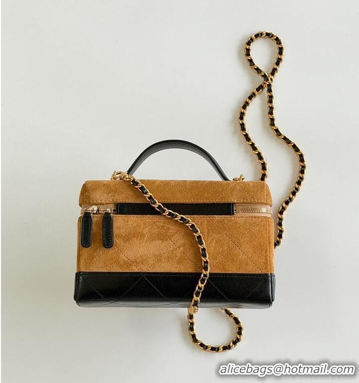Buy Discount Chanel Vanity With Chain Suede Calfskin With Shiny Lambskin & Gold-Tone Metal AP6298 Beige/Black