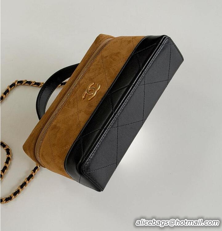 Buy Discount Chanel Vanity With Chain Suede Calfskin With Shiny Lambskin & Gold-Tone Metal AP6298 Beige/Black
