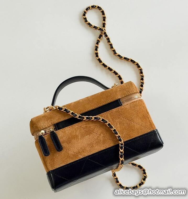Buy Discount Chanel Vanity With Chain Suede Calfskin With Shiny Lambskin & Gold-Tone Metal AP6298 Beige/Black