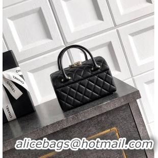 New Fashion Chanel Mini Coco Handle With Top Handle Quilted Lambskin & Gold-Tone Metal AP6279 Black