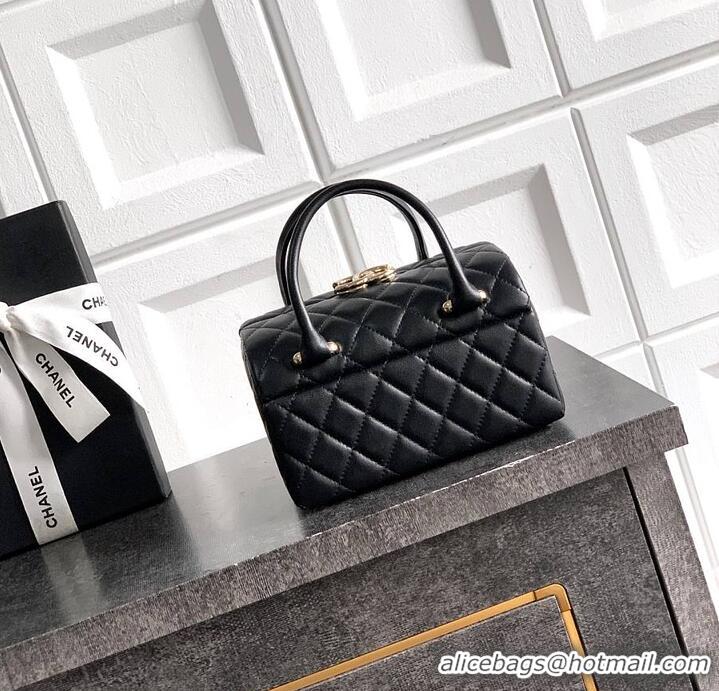 New Fashion Chanel Mini Coco Handle With Top Handle Quilted Lambskin & Gold-Tone Metal AP6279 Black