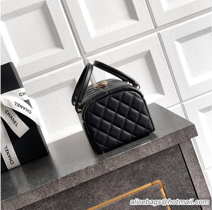 New Fashion Chanel Mini Coco Handle With Top Handle Quilted Lambskin & Gold-Tone Metal AP6279 Black