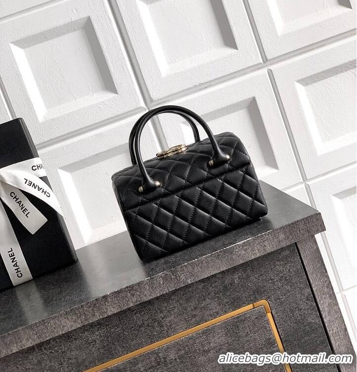 New Fashion Chanel Mini Coco Handle With Top Handle Quilted Lambskin & Gold-Tone Metal AP6279 Black
