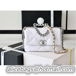 Famous Brand Chanel 19 Flap Bag Medium AS1161 White