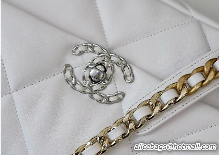 Famous Brand Chanel 19 Flap Bag Medium AS1161 White