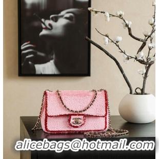 Super Quality Chanel Foldable flap bag Sequins & Gold-Plated Metal AP6287 Pink/Red