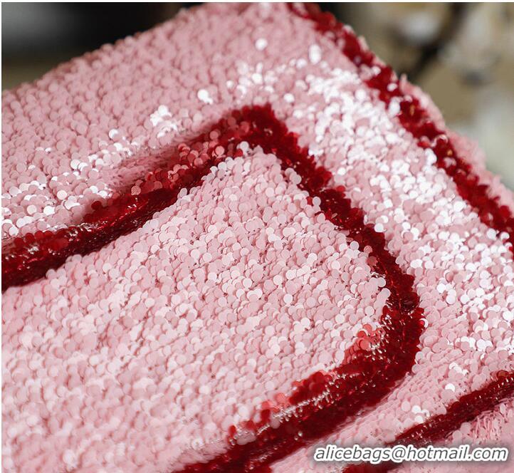 Super Quality Chanel Foldable flap bag Sequins & Gold-Plated Metal AP6287 Pink/Red