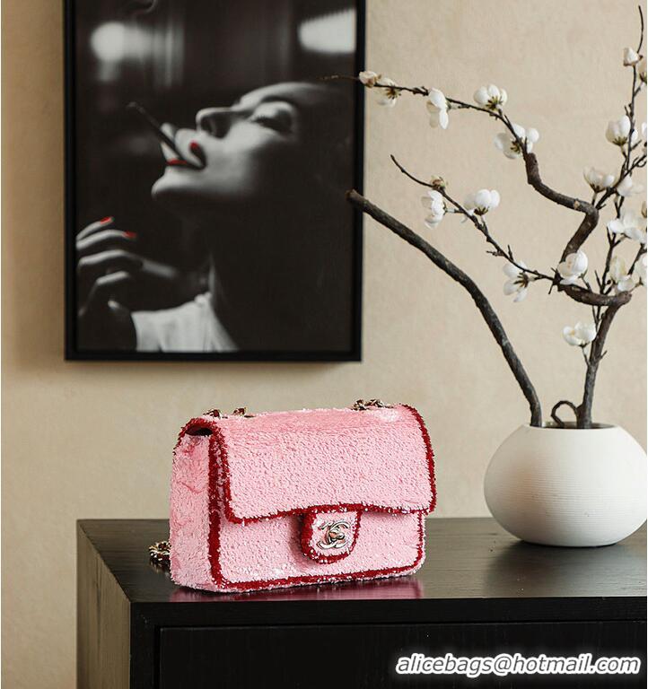 Super Quality Chanel Foldable flap bag Sequins & Gold-Plated Metal AP6287 Pink/Red