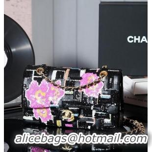 Reasonable Price Chanel Classic 11.12 Handbag/Satin/Sequins/Camellia Edition AP6289