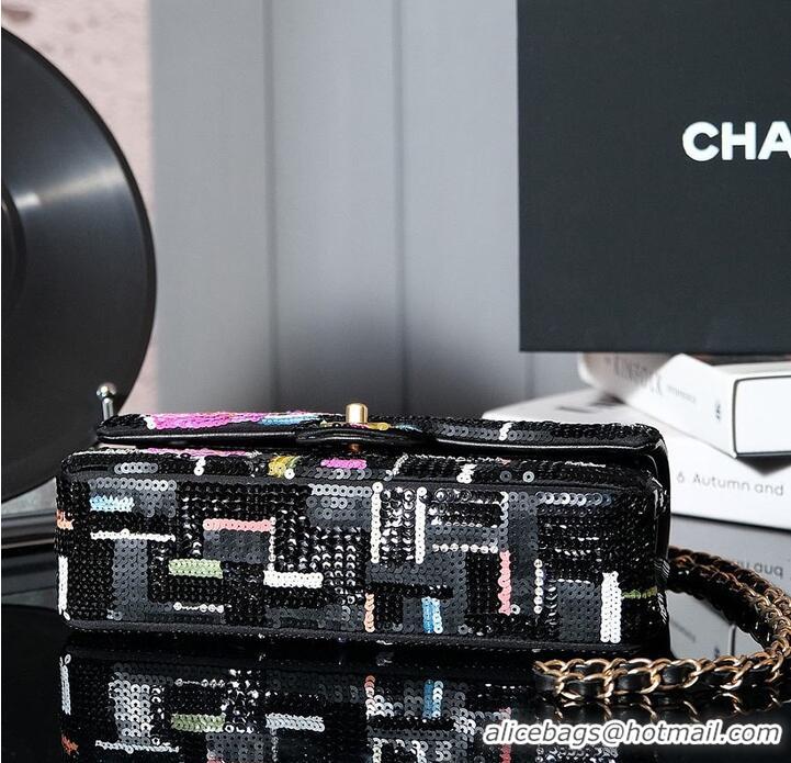 Reasonable Price Chanel Classic 11.12 Handbag/Satin/Sequins/Camellia Edition AP6289