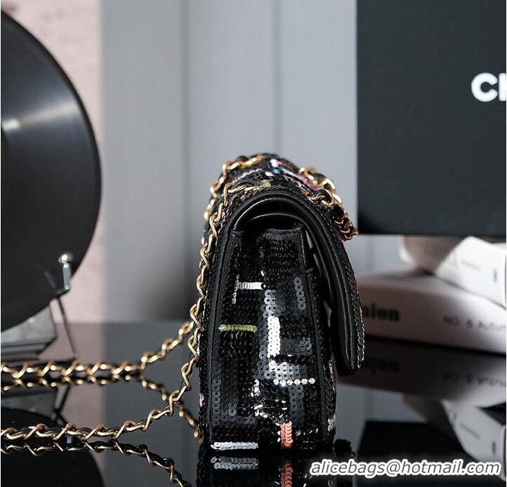 Reasonable Price Chanel Classic 11.12 Handbag/Satin/Sequins/Camellia Edition AP6289