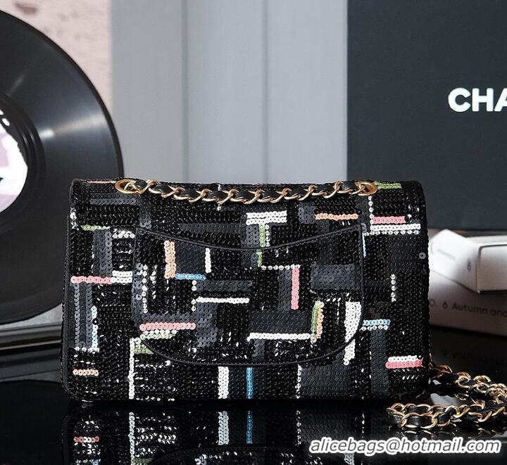 Reasonable Price Chanel Classic 11.12 Handbag/Satin/Sequins/Camellia Edition AP6289