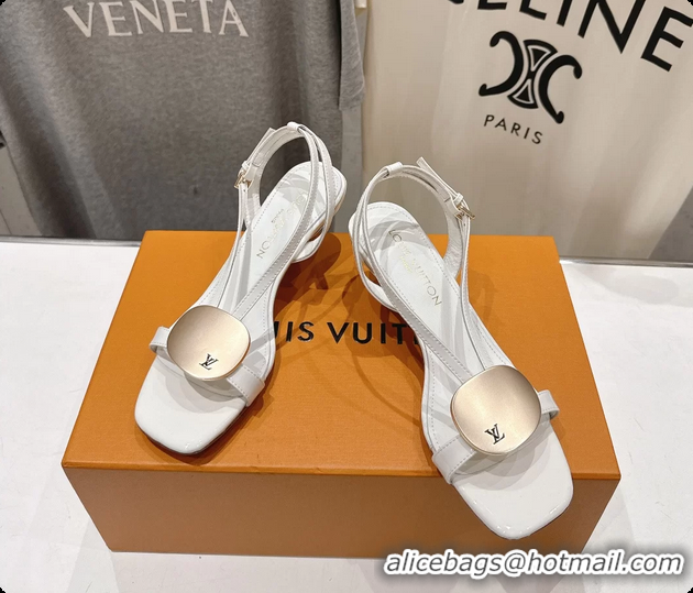 Grade Quality Louis Vuitton LV Treasure Heeled Sandals White Patent Calf Leather 35MM 6062208
