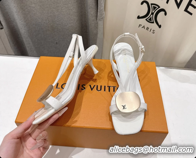 Grade Quality Louis Vuitton LV Treasure Heeled Sandals White Patent Calf Leather 35MM 6062208