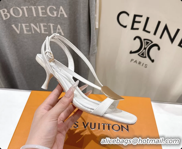Grade Quality Louis Vuitton LV Treasure Heeled Sandals White Patent Calf Leather 35MM 6062208