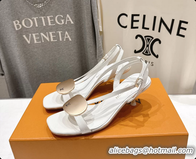 Grade Quality Louis Vuitton LV Treasure Heeled Sandals White Patent Calf Leather 35MM 6062208