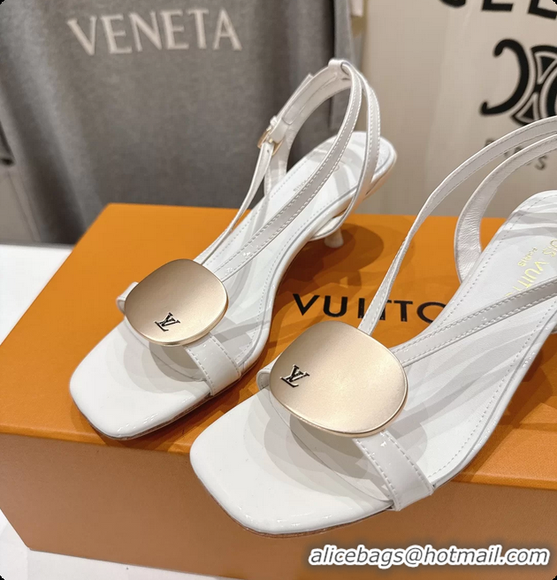 Grade Quality Louis Vuitton LV Treasure Heeled Sandals White Patent Calf Leather 35MM 6062208