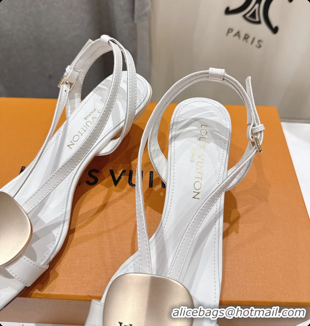 Grade Quality Louis Vuitton LV Treasure Heeled Sandals White Patent Calf Leather 35MM 6062208