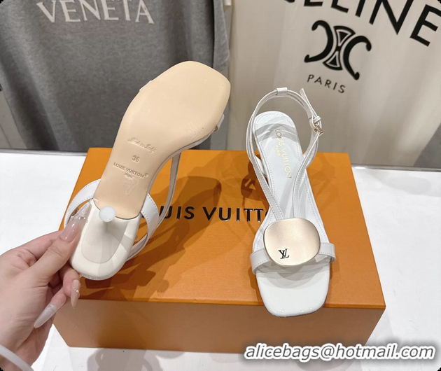 Grade Quality Louis Vuitton LV Treasure Heeled Sandals White Patent Calf Leather 35MM 6062208