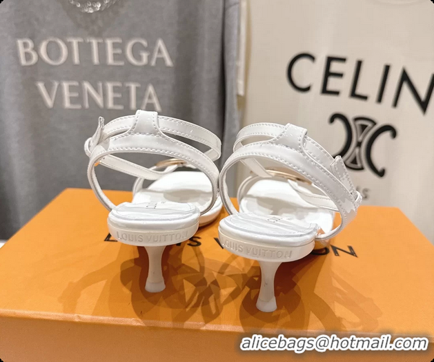 Grade Quality Louis Vuitton LV Treasure Heeled Sandals White Patent Calf Leather 35MM 6062208