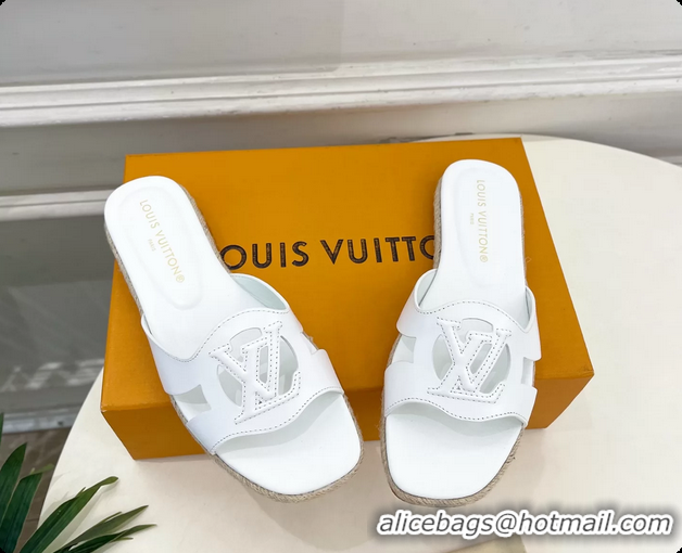 Low Price Louis Vuitton LV Isola Flat Mule Slides Sandals White Lambskin Leather 6062201