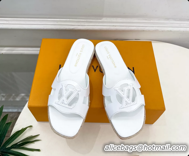 Low Price Louis Vuitton LV Isola Flat Mule Slides Sandals White Lambskin Leather 6062201