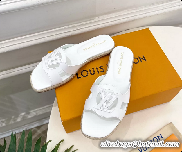 Low Price Louis Vuitton LV Isola Flat Mule Slides Sandals White Lambskin Leather 6062201