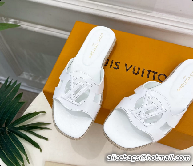 Low Price Louis Vuitton LV Isola Flat Mule Slides Sandals White Lambskin Leather 6062201