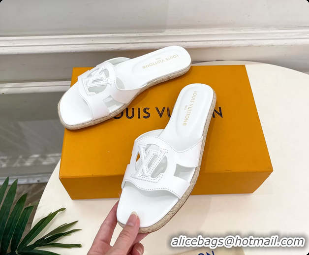 Low Price Louis Vuitton LV Isola Flat Mule Slides Sandals White Lambskin Leather 6062201