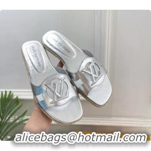 Most Popular Louis Vuitton LV Isola Flat Mule Slides Sandals Silver Metallic Lambskin Leather 6062201