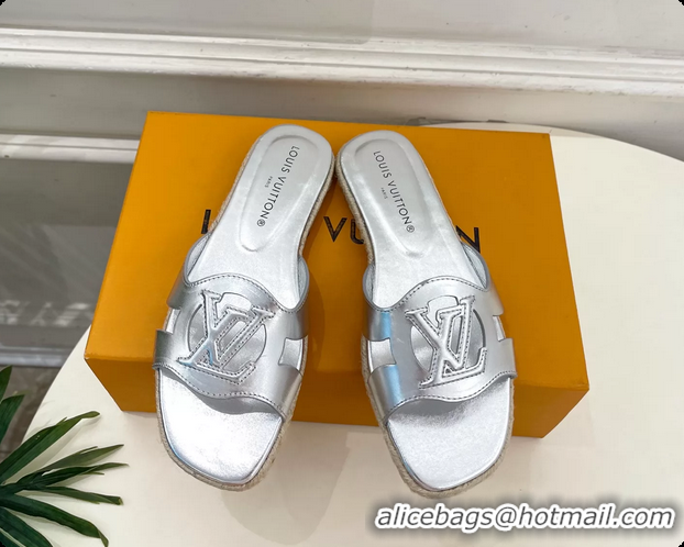 Most Popular Louis Vuitton LV Isola Flat Mule Slides Sandals Silver Metallic Lambskin Leather 6062201