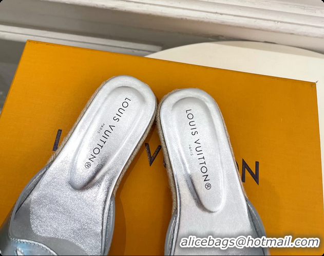Most Popular Louis Vuitton LV Isola Flat Mule Slides Sandals Silver Metallic Lambskin Leather 6062201