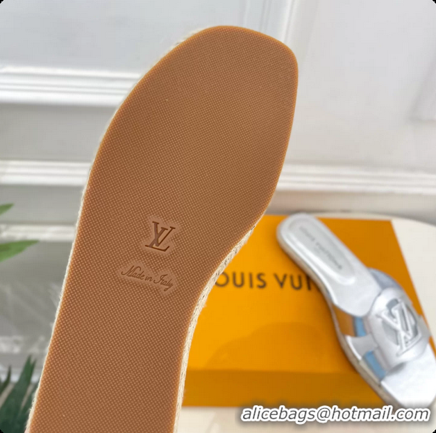 Most Popular Louis Vuitton LV Isola Flat Mule Slides Sandals Silver Metallic Lambskin Leather 6062201