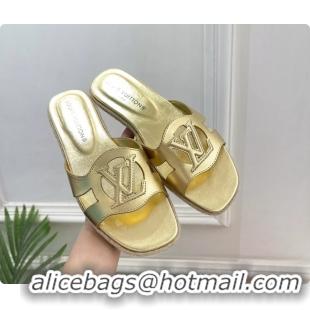 Top Grade Louis Vuitton LV Isola Flat Mule Slides Sandals Gold Metallic Lambskin Leather 6062201