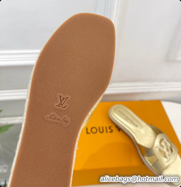 Top Grade Louis Vuitton LV Isola Flat Mule Slides Sandals Gold Metallic Lambskin Leather 6062201