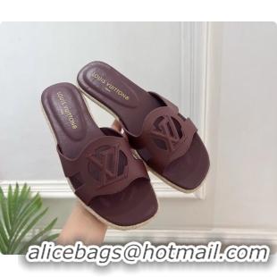 Best Product Louis Vuitton LV Isola Flat Mule Slides Sandals Burgundy Lambskin Leather 6062201